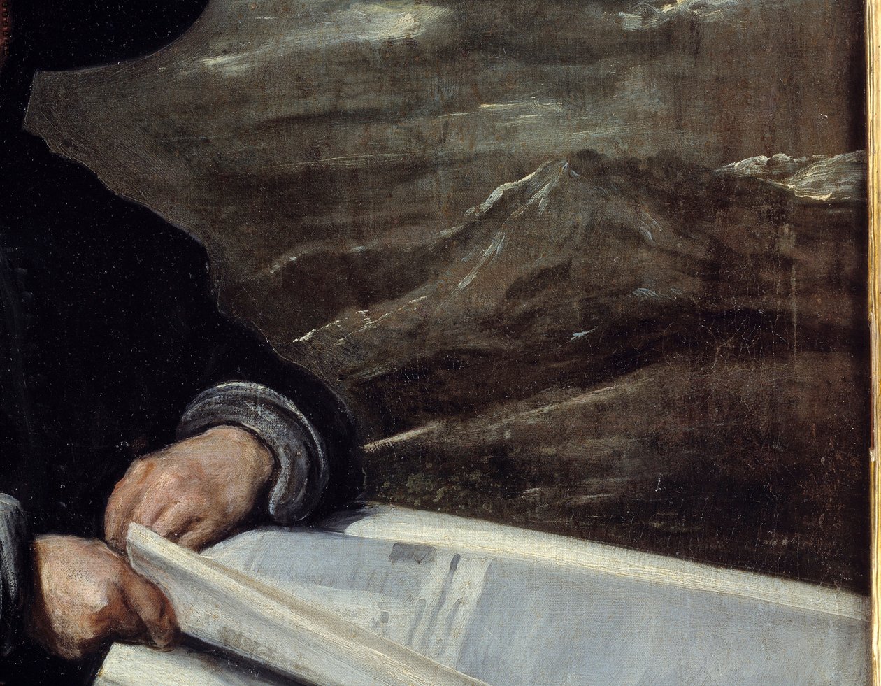 Porträtt av gycklaren Diego de Acedo säger kusin Detail. Målning av Diego Rodriguez de Silva och Velasquez (1599-1660) av Diego Velázquez