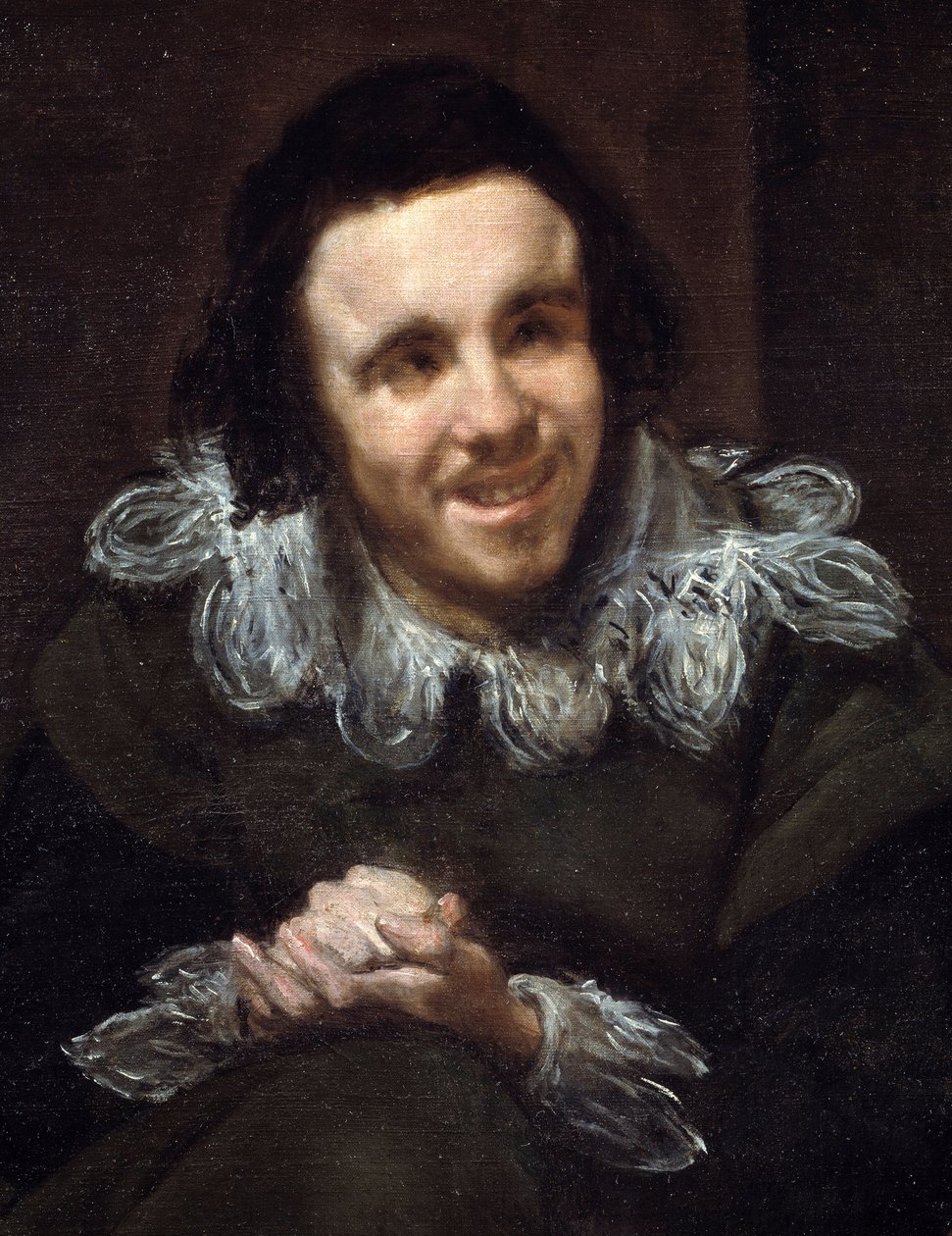 Porträtt av Jester Don Juan Pumpkins. Detalj. Målning av Diego Rodriguez de Silva och Velasquez (1599-1660) av Diego Velázquez