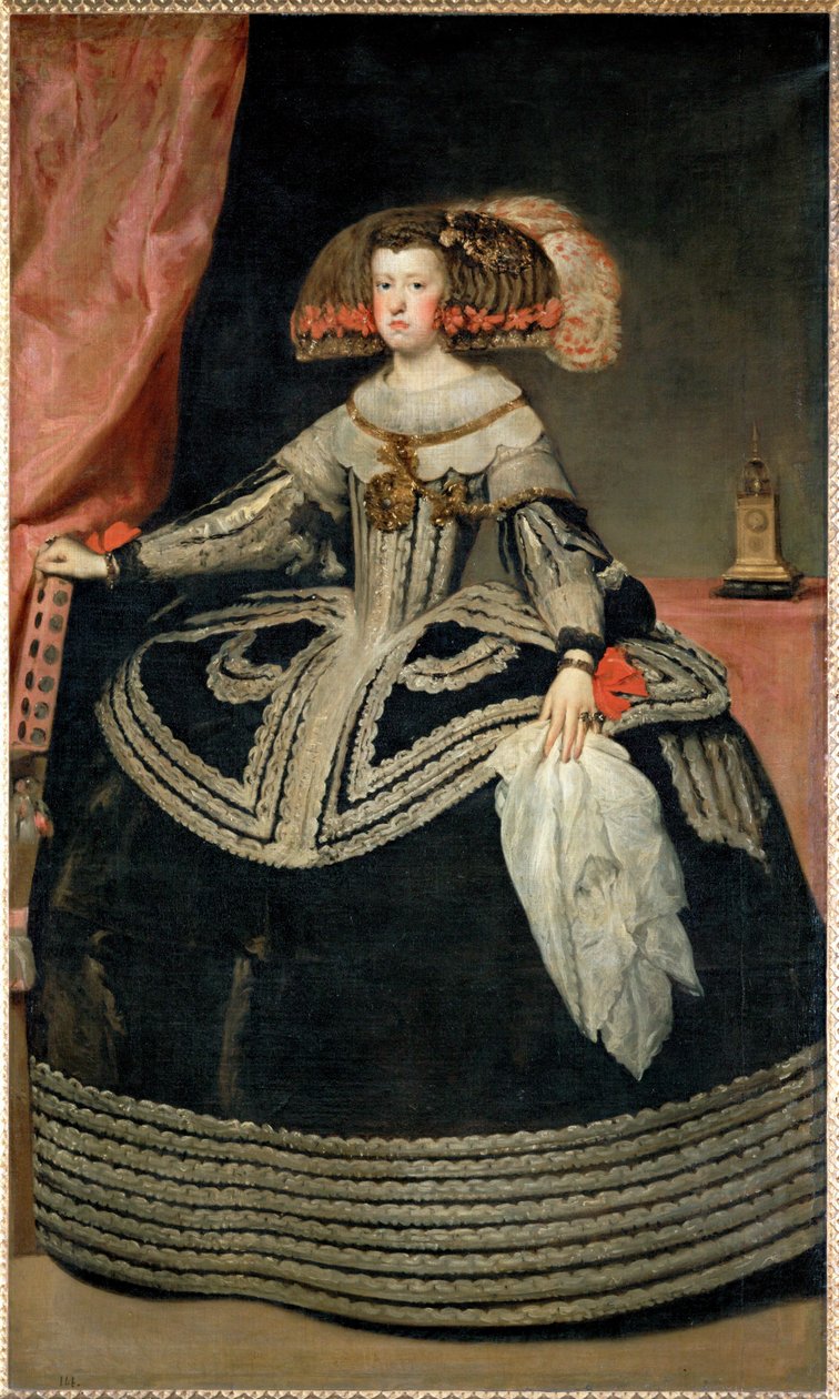 Drottning Maria Anna av Österrike, hustru till kung Filip IV av Spanien, dotter till kejsar Ferdinand III ... av Diego Rodriguez de Silva y Velazquez