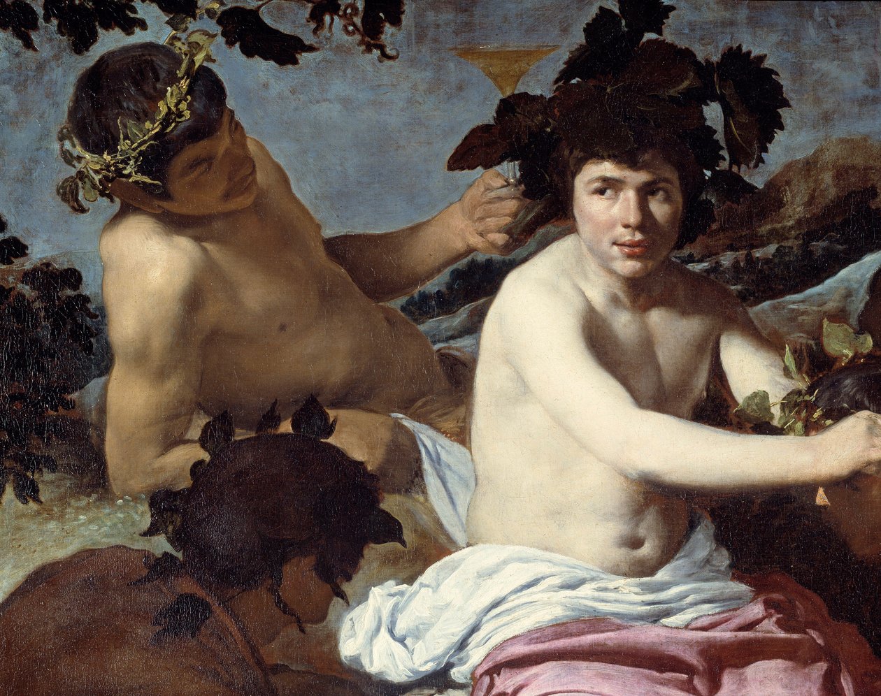Bacchus triumf eller "The drunks" Detalj. Målning av Diego Rodriguez de Silva y Velasquez (1599-1660) cirka 1639-1642. Dämpa. 1,65x2,25 m Madrid, Pradomuseet av Diego Velázquez