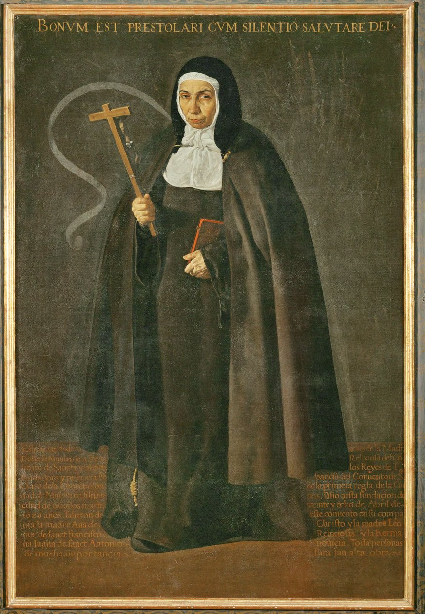 Den vördnadsvärda modern Jeronima de la Fuente, nunna i klostret Santa Isabel de los reyes ... (målning på duk) av Diego Rodriguez de Silva y Velazquez