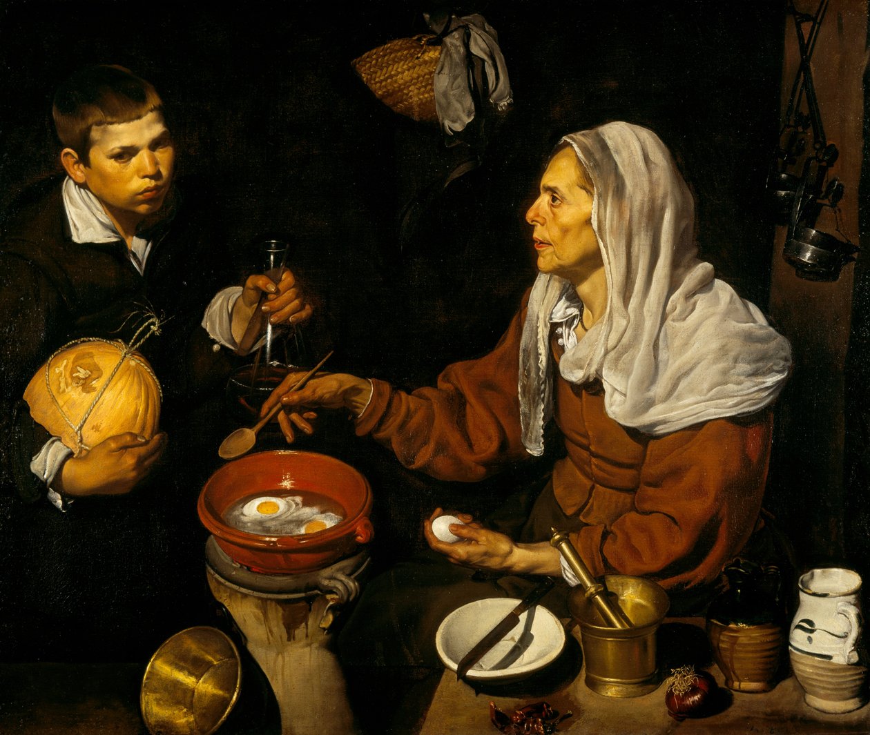 En gammal kvinna som lagar ägg av Diego Velázquez