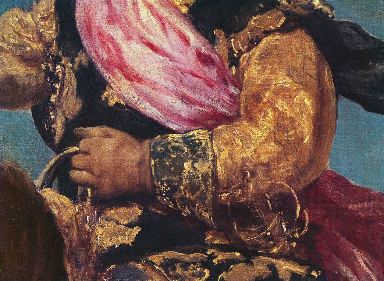 Detalj av prins Balthasar Carlos till häst, ca 1635-36 (detalj av 835) av Diego Velázquez