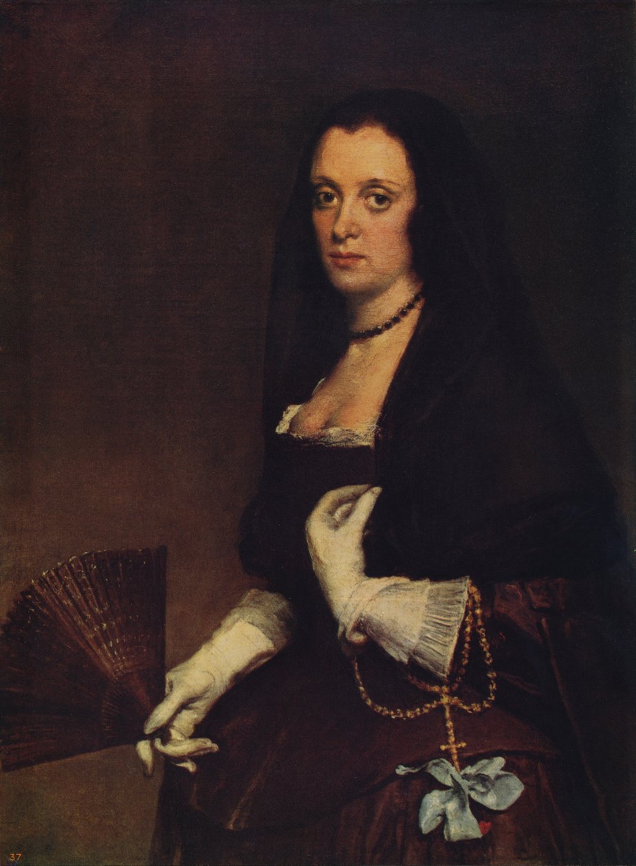 Dam med en fläkt, c1638-1639, c1915 av Diego Velázquez