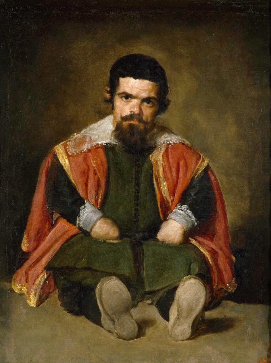 Spanska: El bufón el Primo Porträtt av Sebastián de Morra av Diego Velázquez