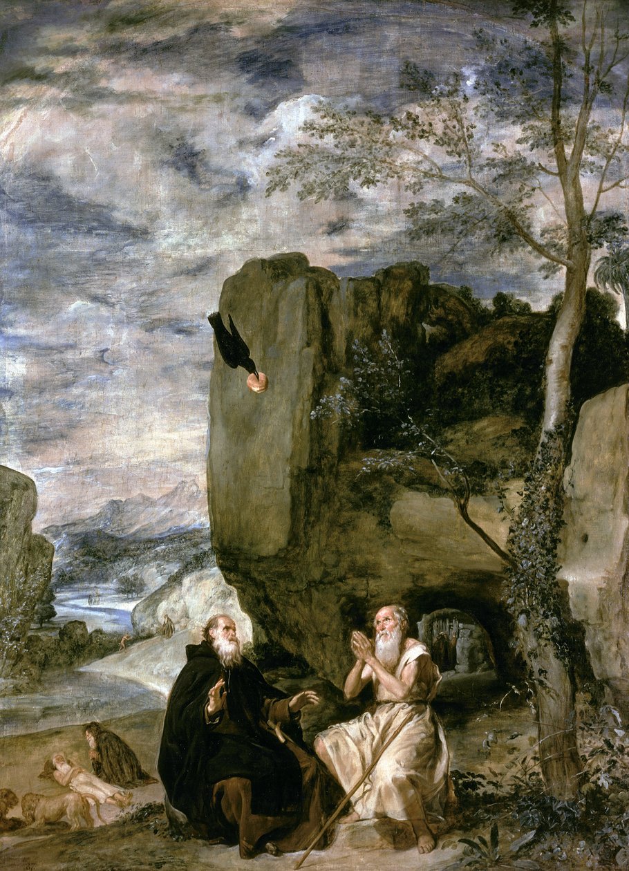 Sankt Antonius abbot och Sankt Paulus den första eremiten, c.1642 av Diego Velázquez