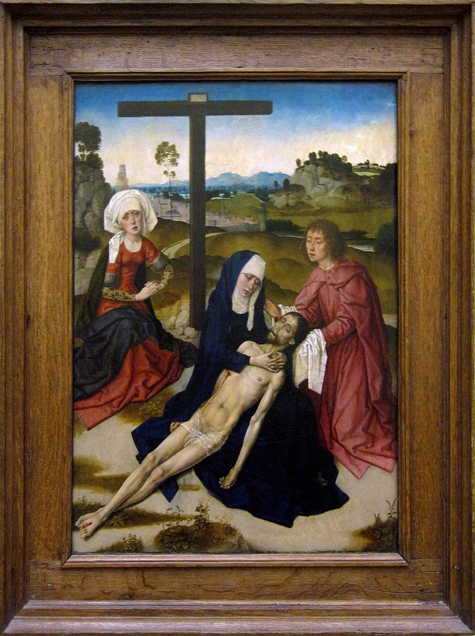Holländska:  De bewening van Christus Klagovisan över den döde Kristus av Dieric Bouts
