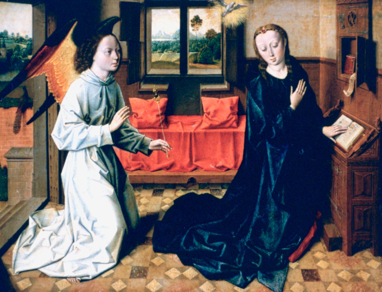 Bebådelsen, 1465-1470 av Dieric Bouts