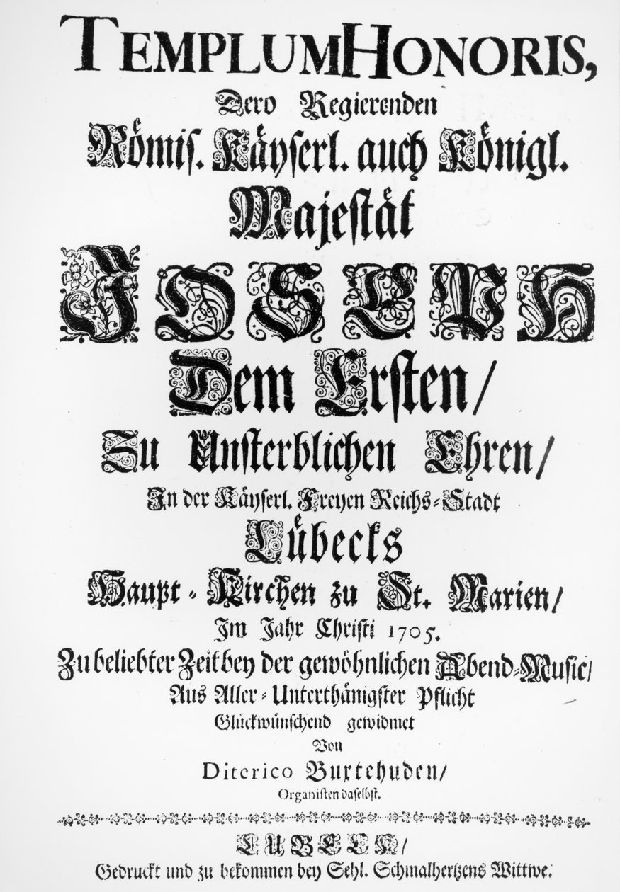 Titelsida för Abendmusik, 1705 (tryckt) av Dietrich Buxtehude