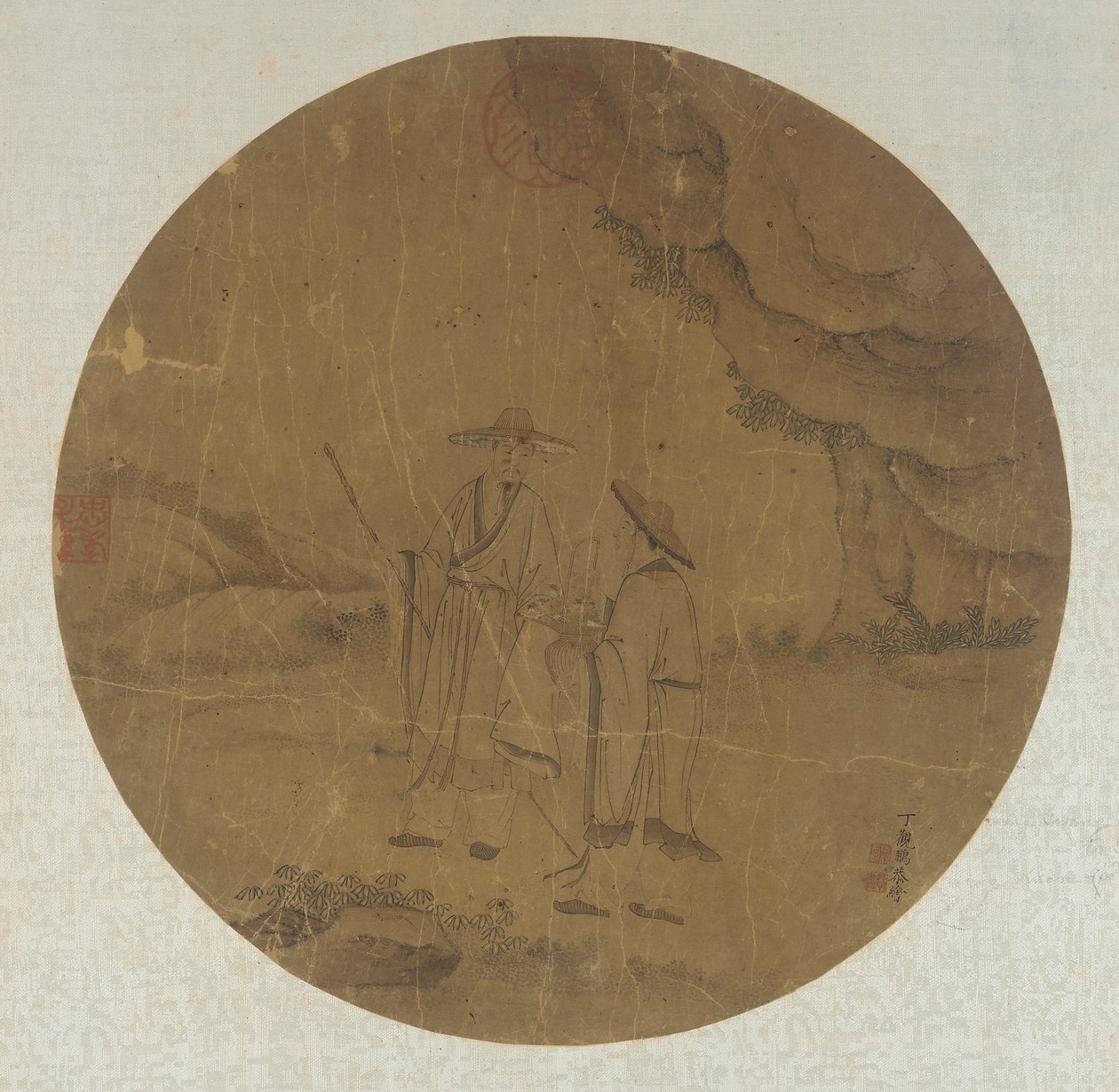 Landskap: två figurer, Qingdynastin, 1700-talet. av Ding Guanpeng