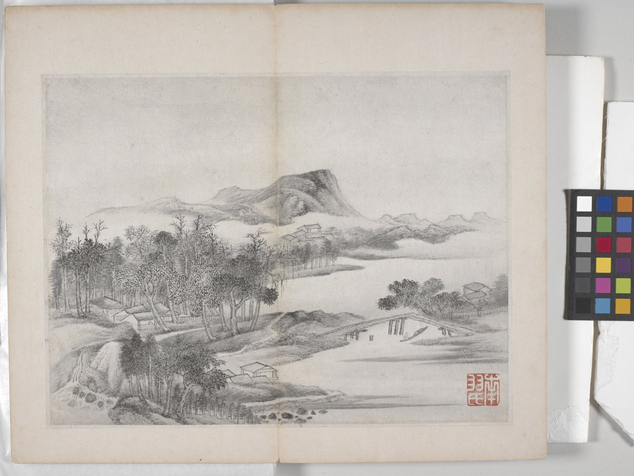 Album Of Landscape Paintings (bläck på papper) av Ding Yunpeng