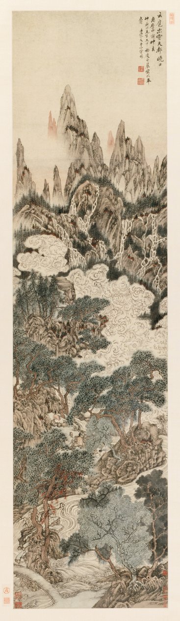 Morgonsol över Heavenly Citadel Peak, 1614. av Ding Yunpeng