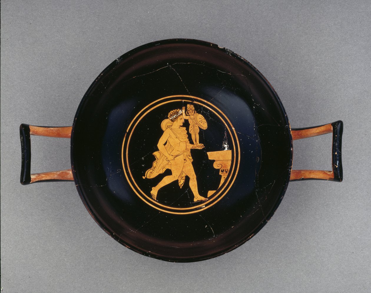 Attic röd-figur stamless kopp, föreställande Diomedes stjäl magiska Palladium, en staty av Pallas Athena, från Apulien, sent 5:e århundradet f.Kr. (keramik) av Diomed painter