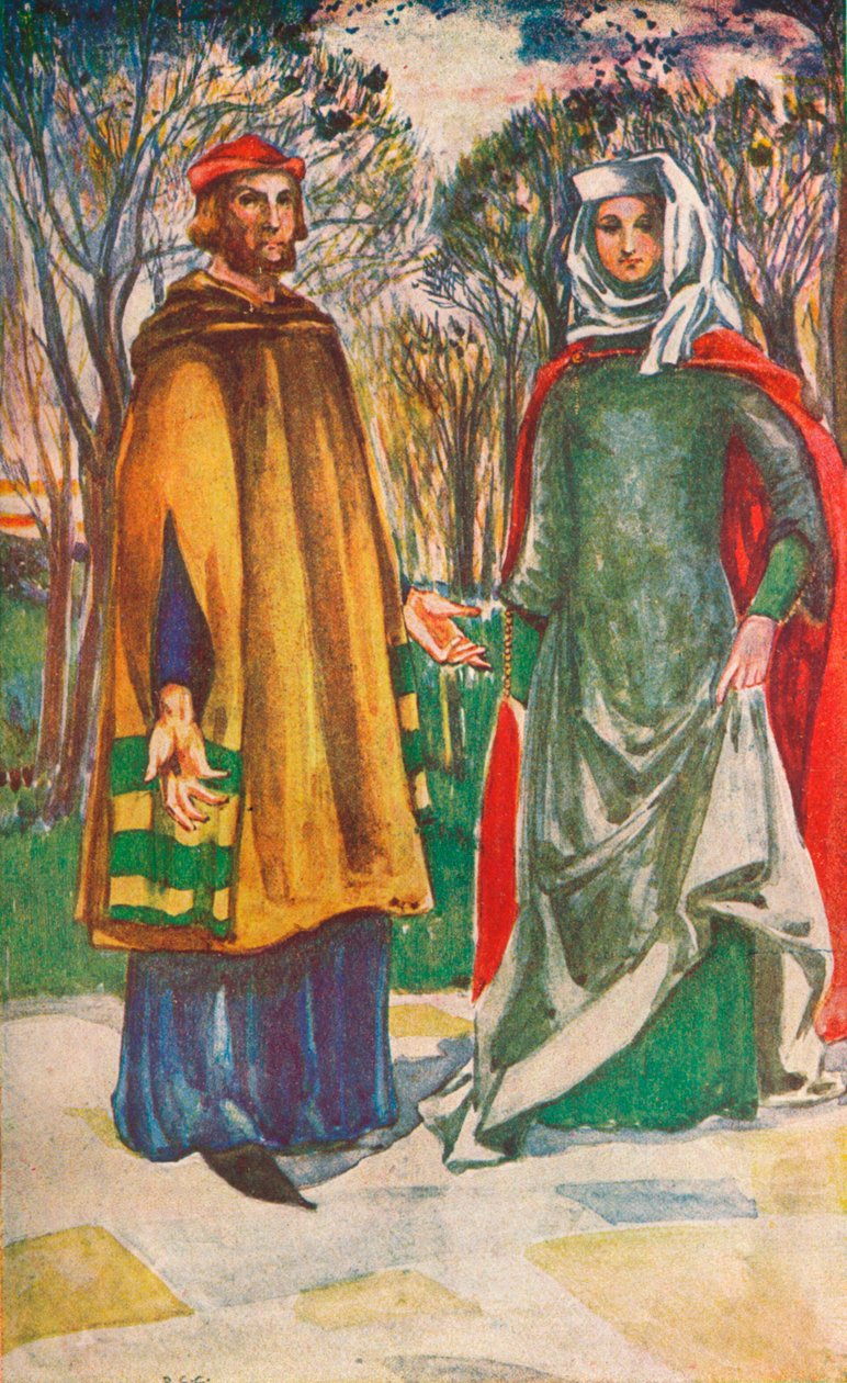 En man och kvinna från Edward I:s tid, 1907 av Dion Clayton Calthrop