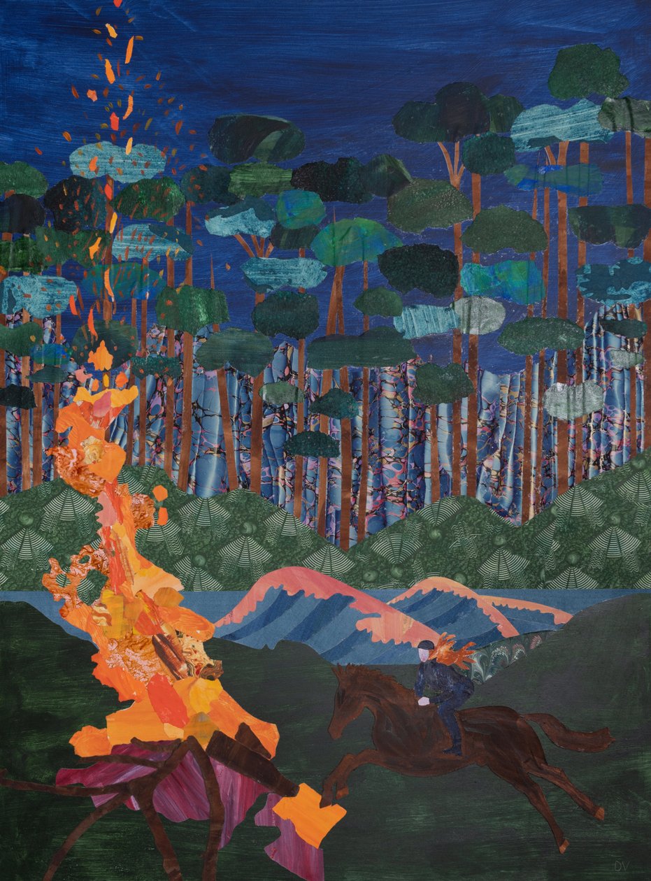 Brunnhilde  bålet vid Rhen (collage) av Dione Verulam