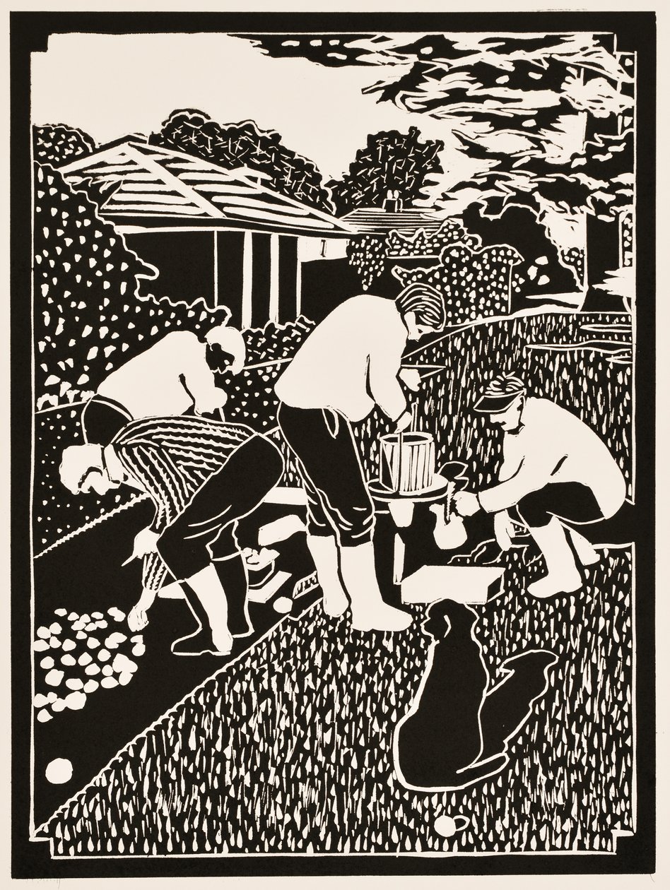 Årets månader: Oktober, 2012 (linoleumsnitt) av Dione Verulam