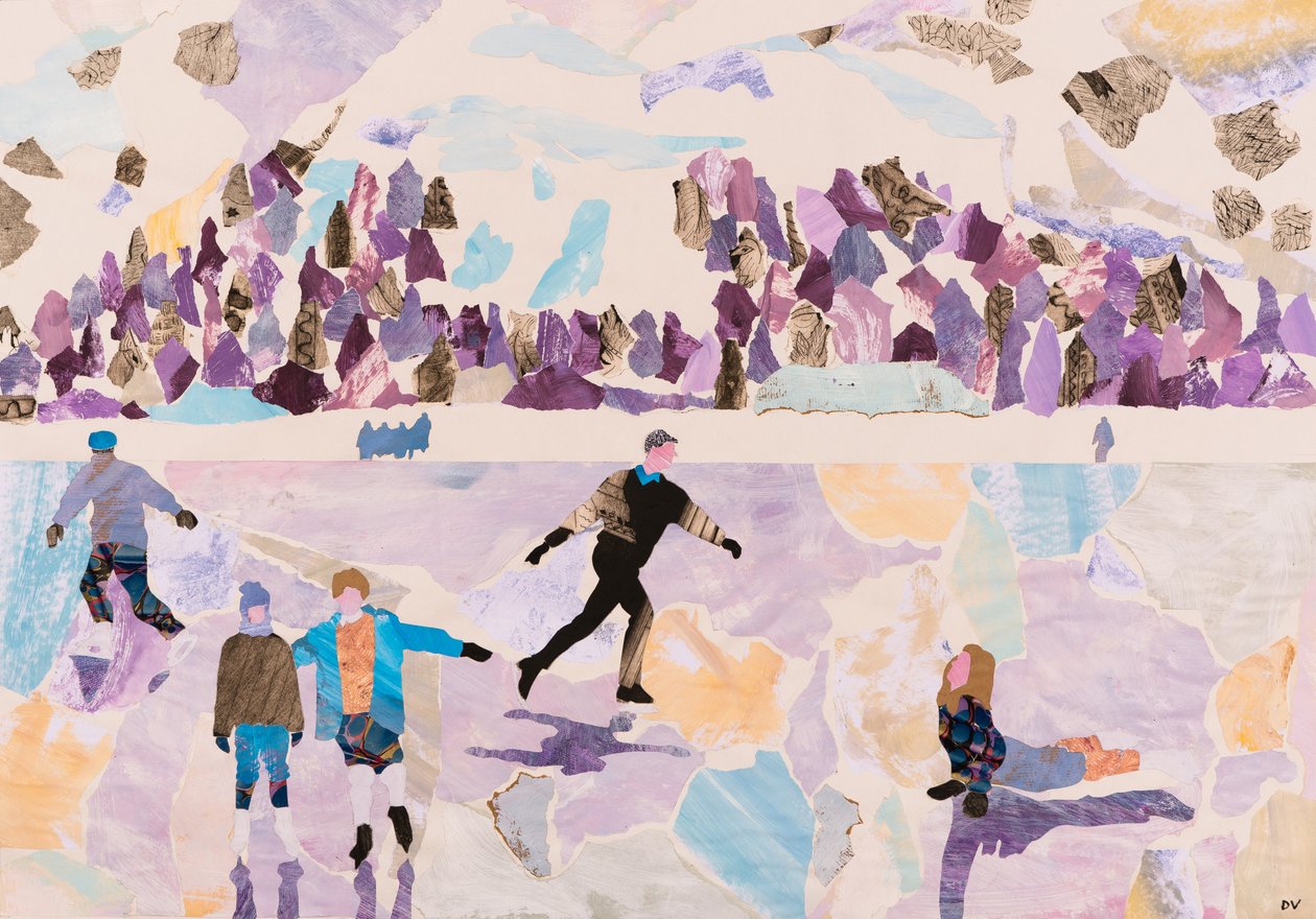 Skridskoåkning en plein air, 2015 (collage) av Dione Verulam