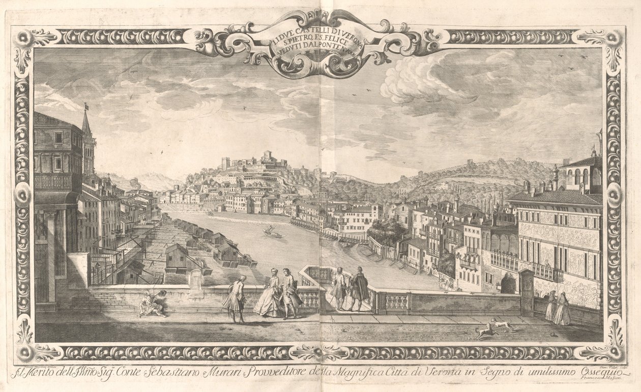 Utsikt över Verona av Dionigi Valesio and Giovanni Antonio Urbani, after Tiberio Majeroni