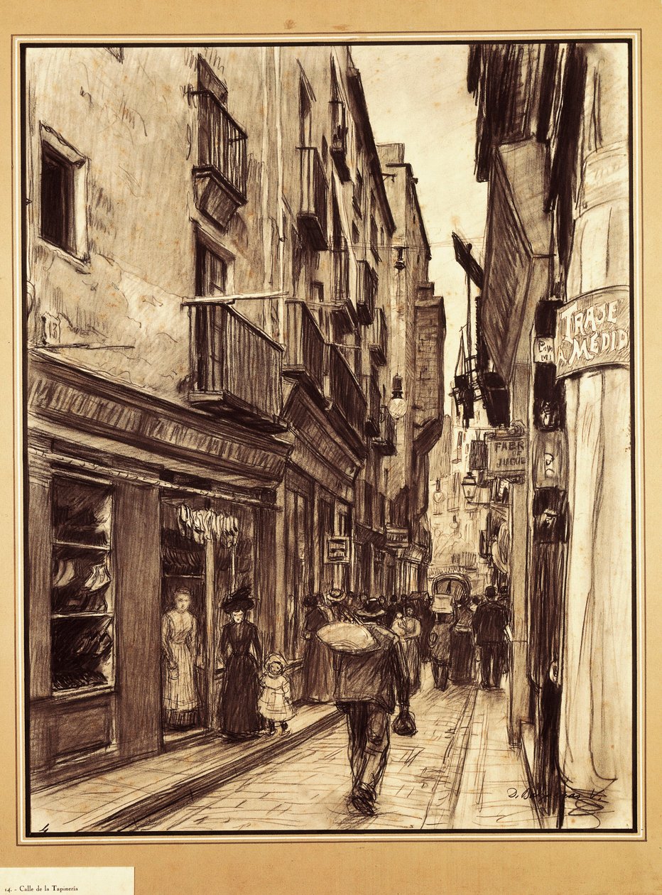 Gatan Tapineria, Barcelona (ritning) av Dionisio Baixeras Verdaguer