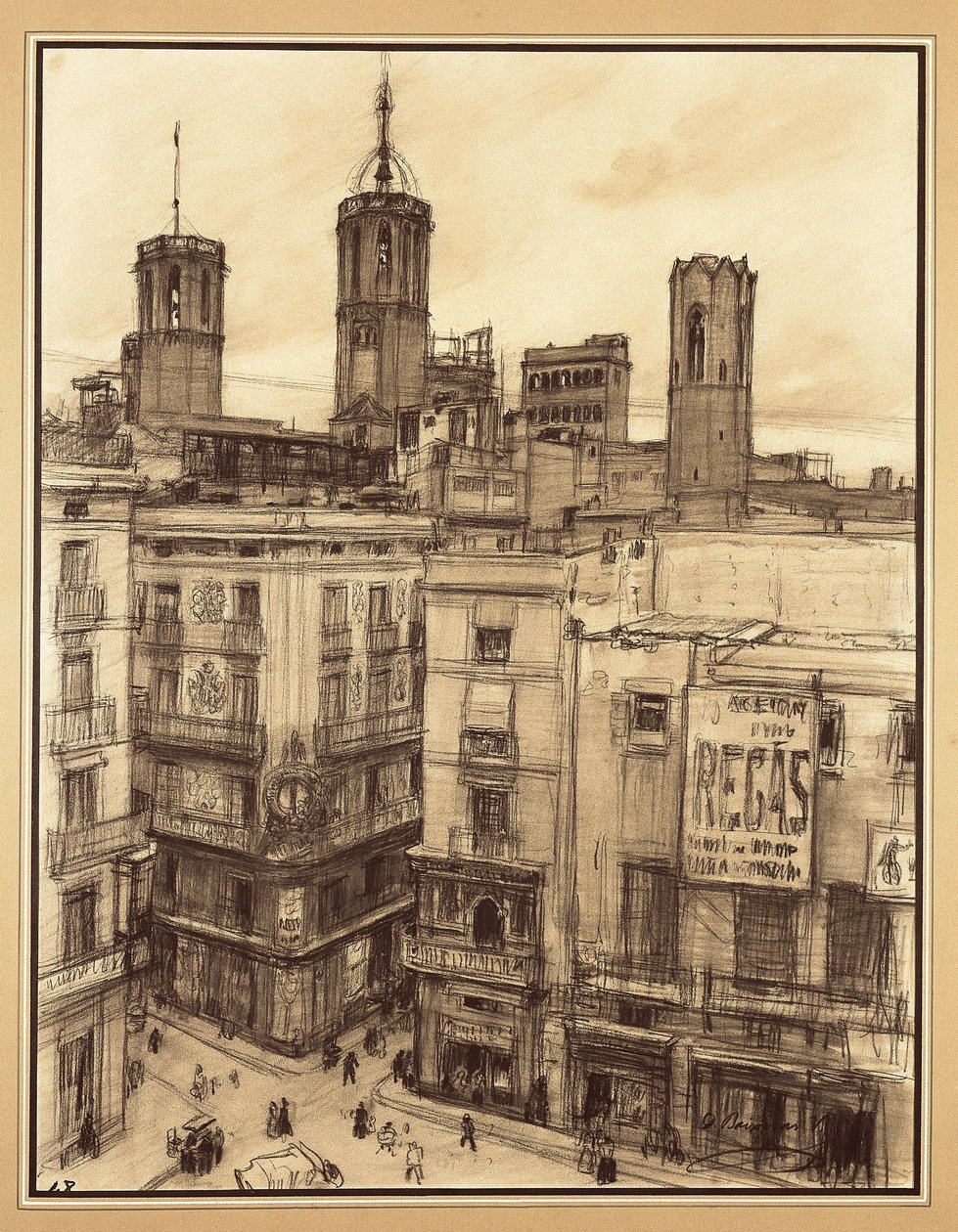 Square of Angels, Barcelona (ritning) av Dionisio Baixeras-Verdaguer