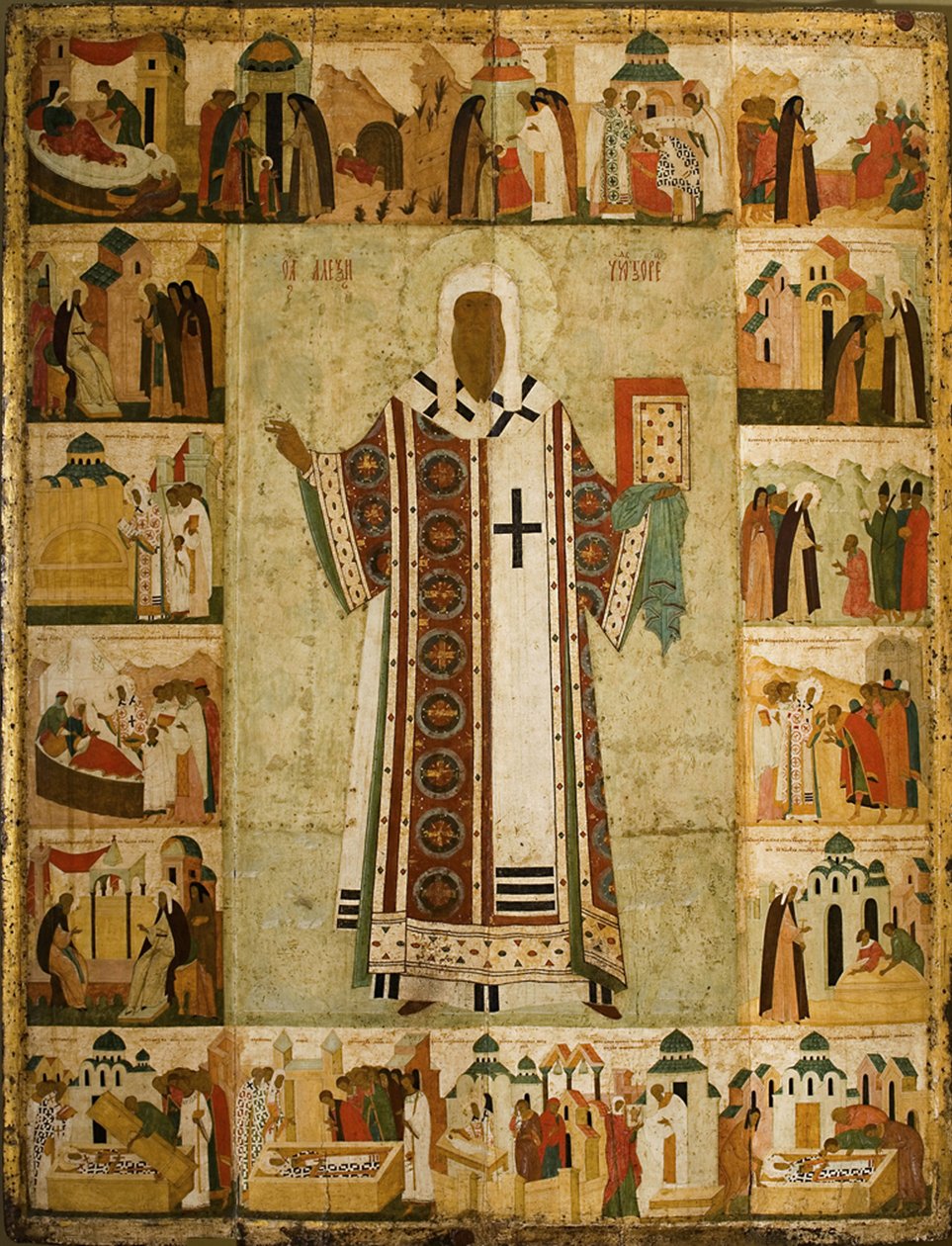 Saint Alexius (olja och guld på panel) av Dionysius