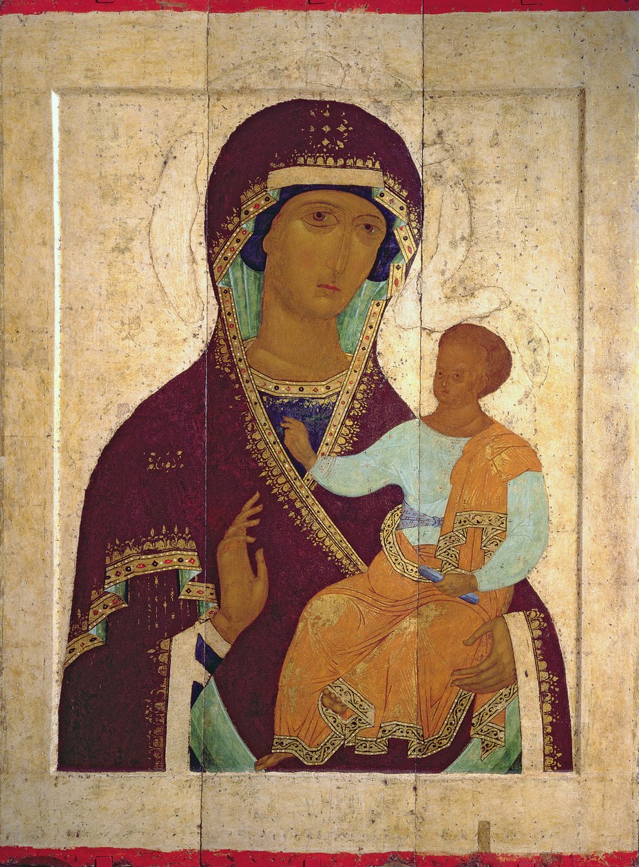 Madonna med barnet Hodigitria, rysk ikon, 1502 (tempera på panel) av Dionysius