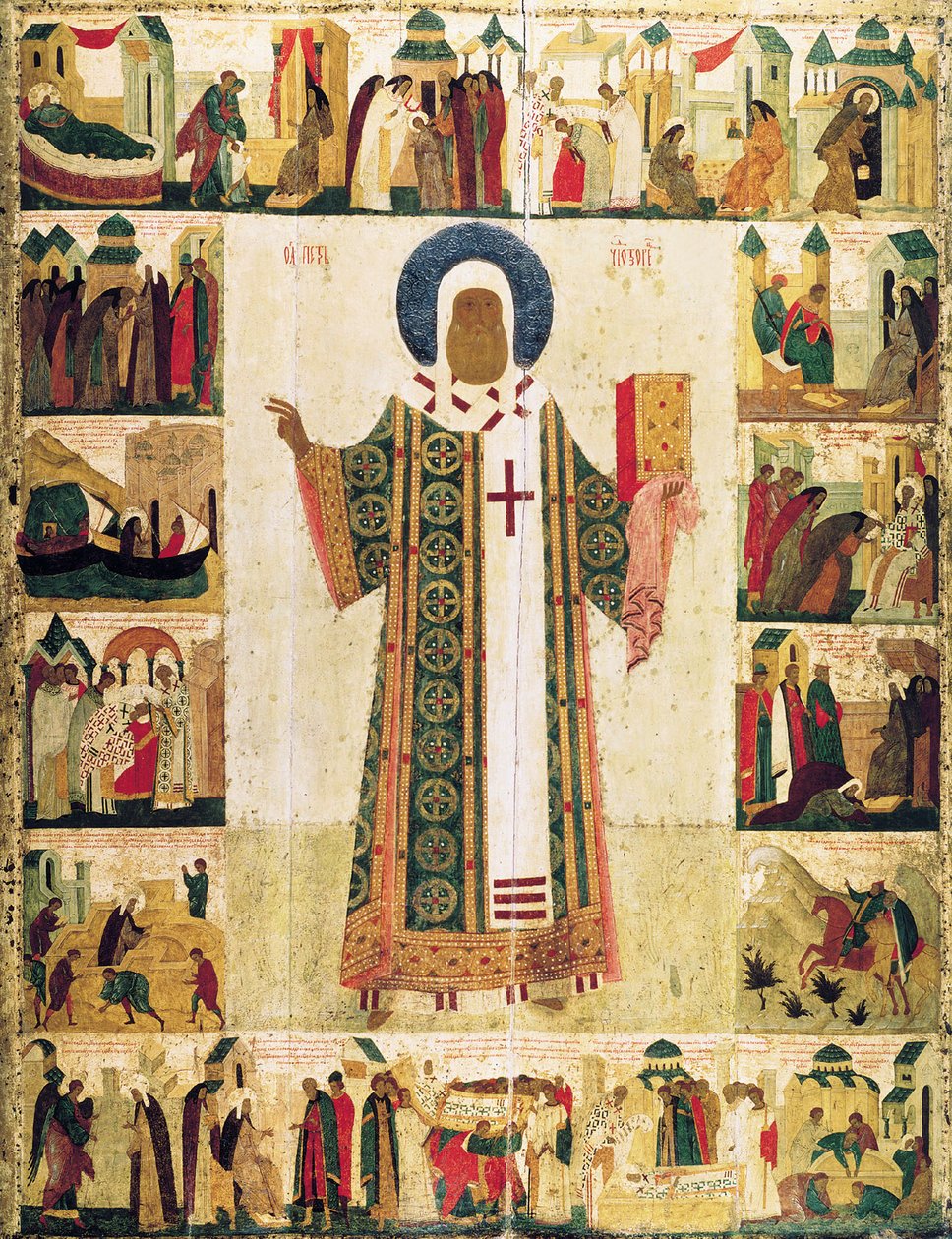 Metropoliten Peter av Moskva med scener ur hans liv, 1480-talet. av Dionysius