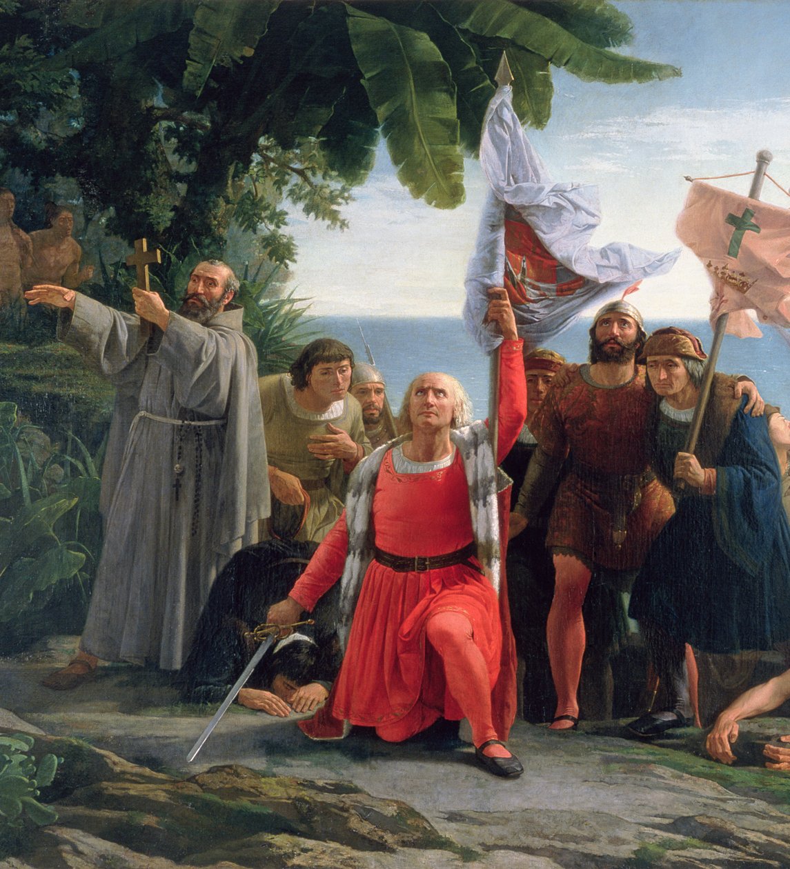 Christofer Columbus (1450-1506) första landstigning i Amerika, 1862 av Dioscoro Teofilo Puebla Tolin