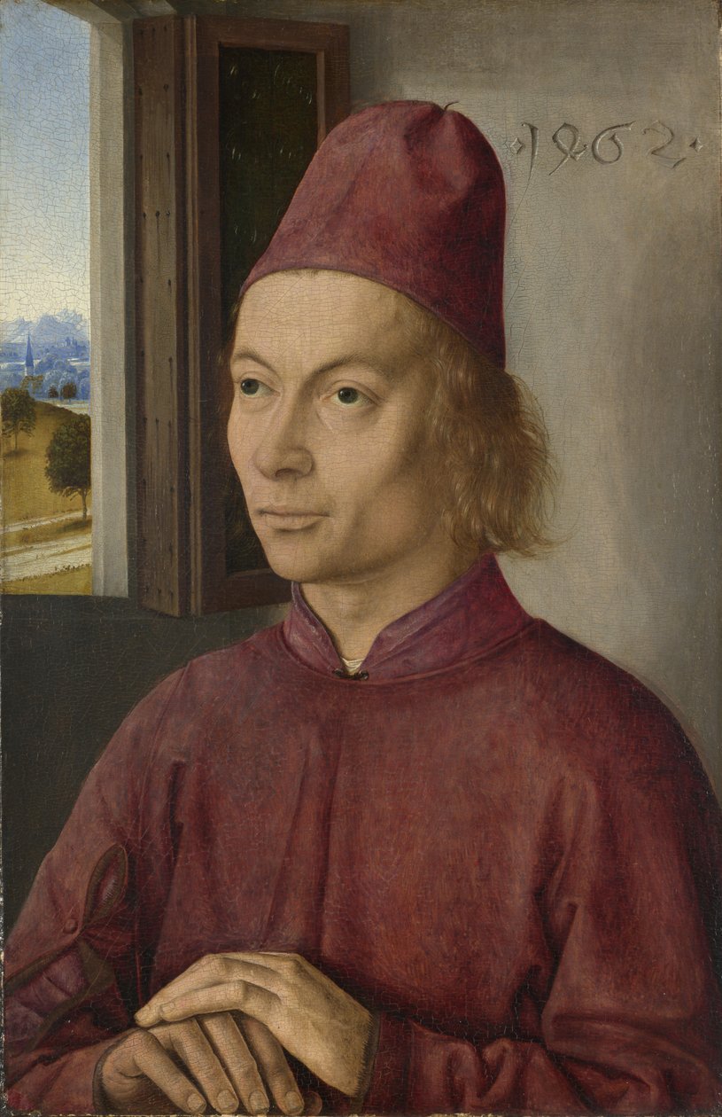 Porträtt av ung man, kanske Jan van Winckele, 1462 (olja, ägg och tempera på en ekpanel) av Dirck Bouts