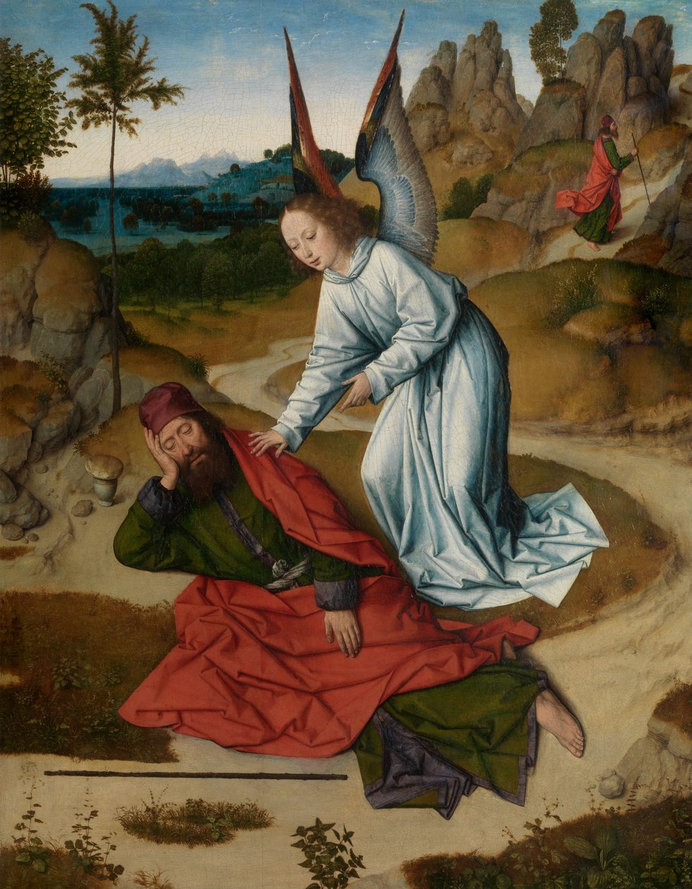 Elia in the Desert, detalj från altartavlan för det heliga sakramentet, c.1464-68 (olja på panel) av Dirck Bouts