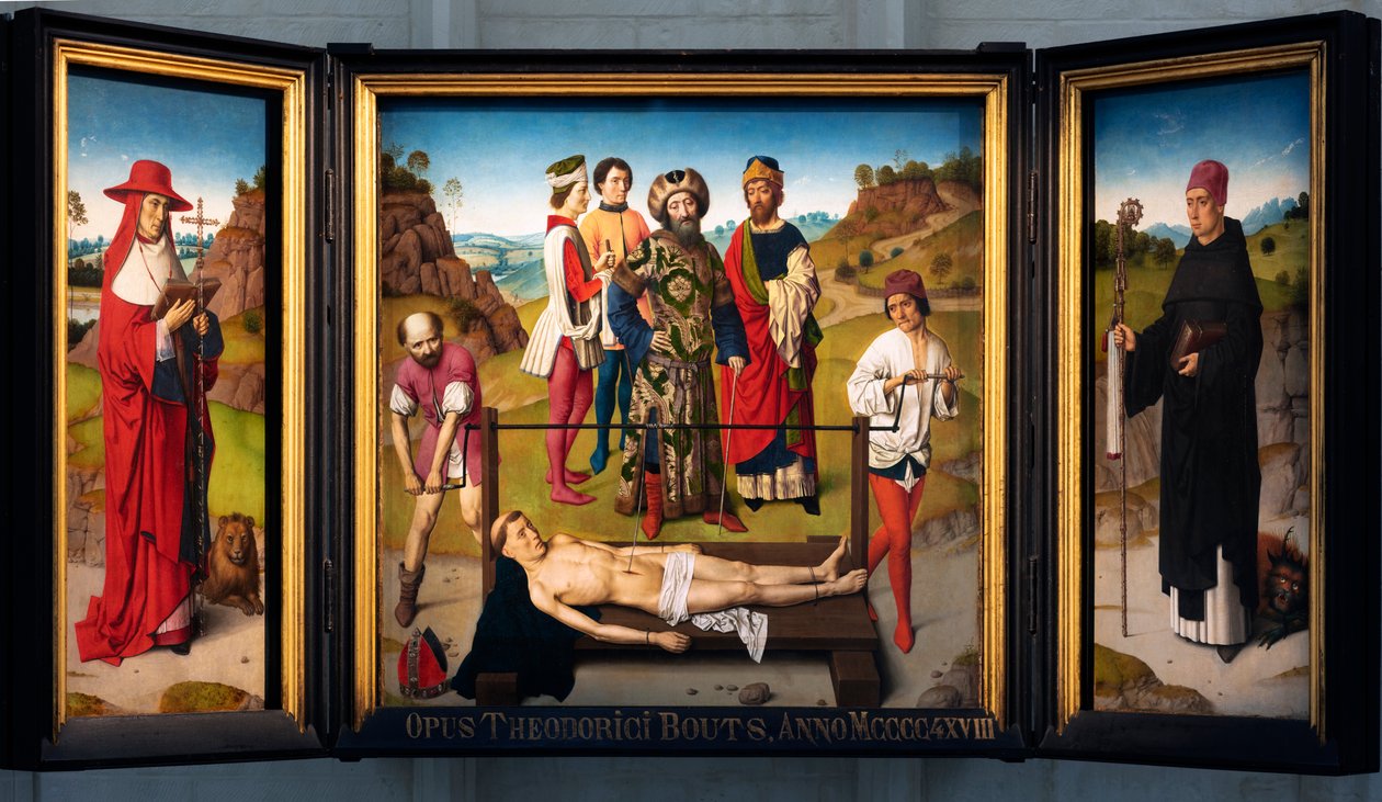 Församlingskyrka (Sankt Peters församlingskyrka). målning. Dirk Bouts. S:t Erasmuss martyrskap. ca 1460-1464. av Dirck Bouts