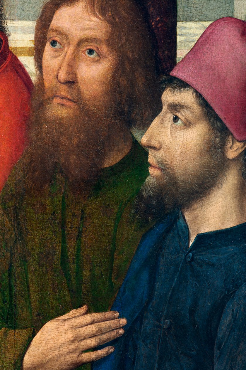 Församlingskyrka (Sankt Peters församlingskyrka). målning. Sista måltiden. Dirk Bouts. 1464-1468. Detalj. central panel. av Dirck Bouts