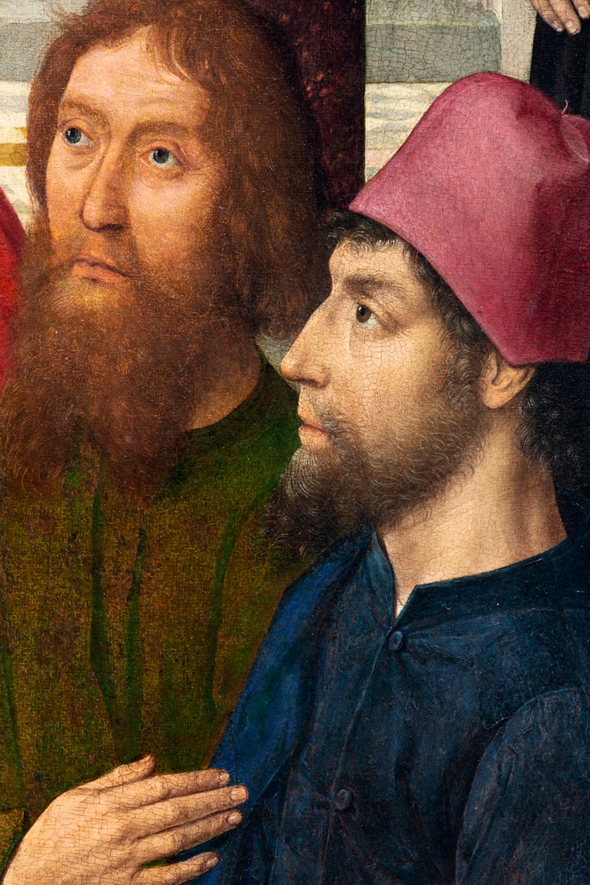 Församlingskyrka (Sankt Peters församlingskyrka). målning. Sista måltiden. Dirk Bouts. 1464-1468. Detalj. central panel. av Dirck Bouts