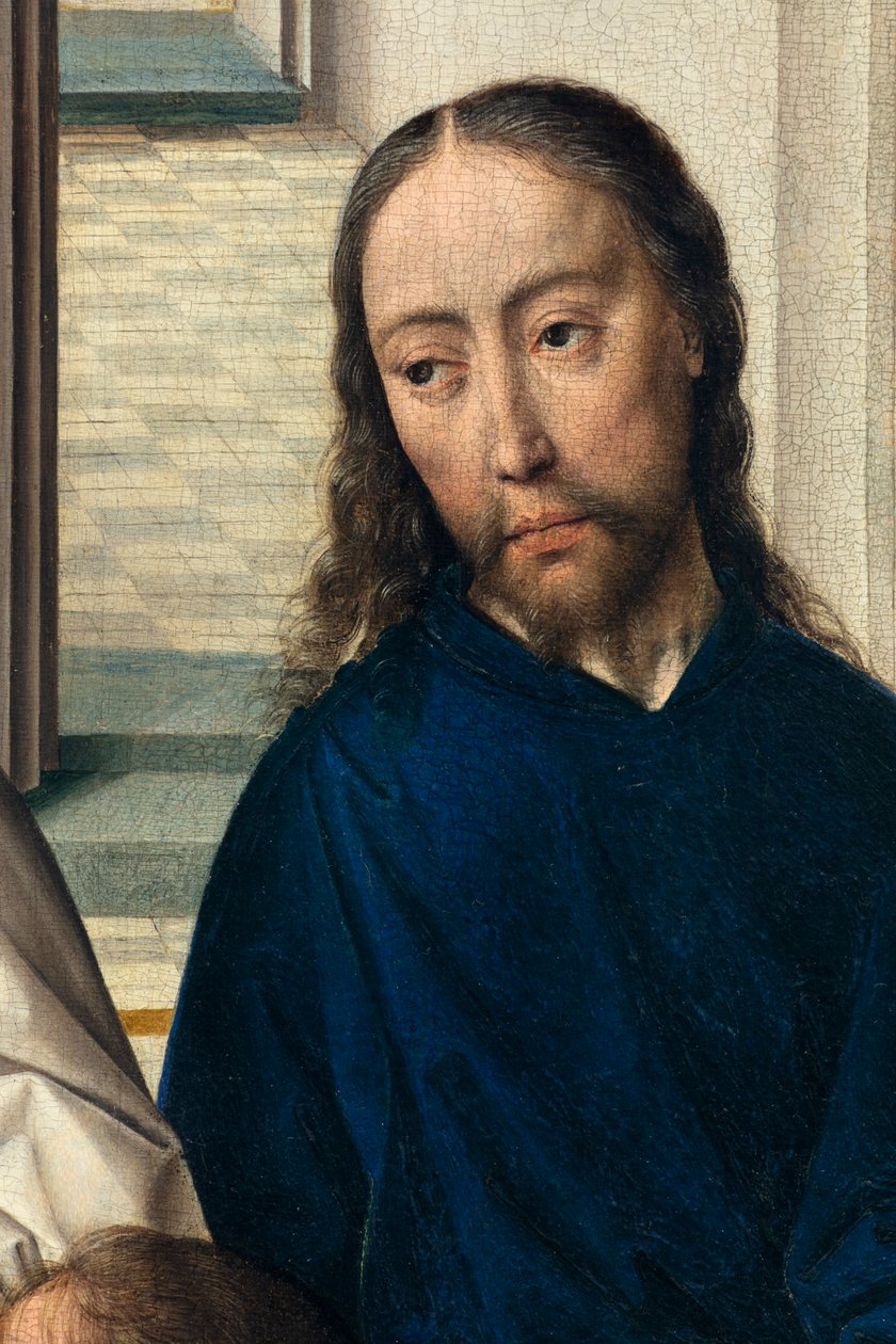 Församlingskyrka (Sankt Peters församlingskyrka). målning. Sista måltiden. Dirk Bouts. 1464-1468. Detalj. Central panel. av Dirck Bouts