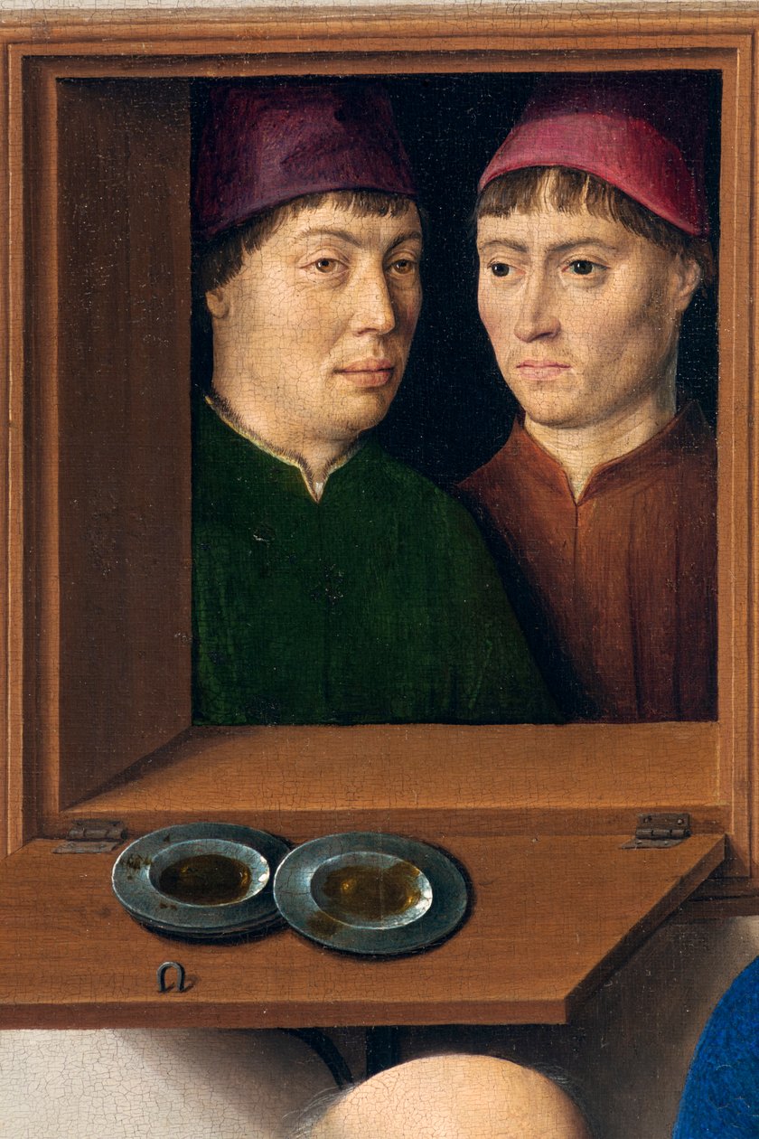 Församlingskyrka (Sankt Peters församlingskyrka). målning. Sista måltiden. Dirk Bouts. 1464-1468. Detalj. Central panel. av Dirck Bouts