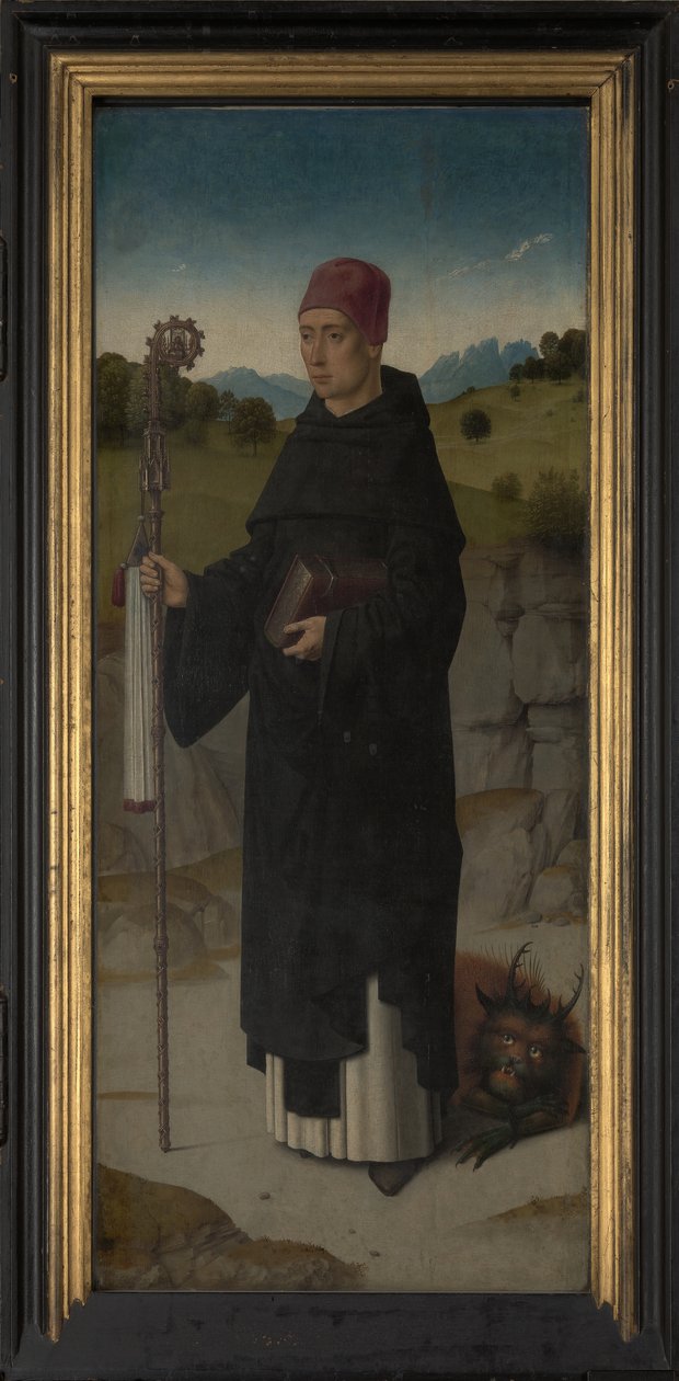 S:t Bernard, vänster panel från Triptych of St. Erasmus, c.1460 (olja på panel) av Dirck Bouts