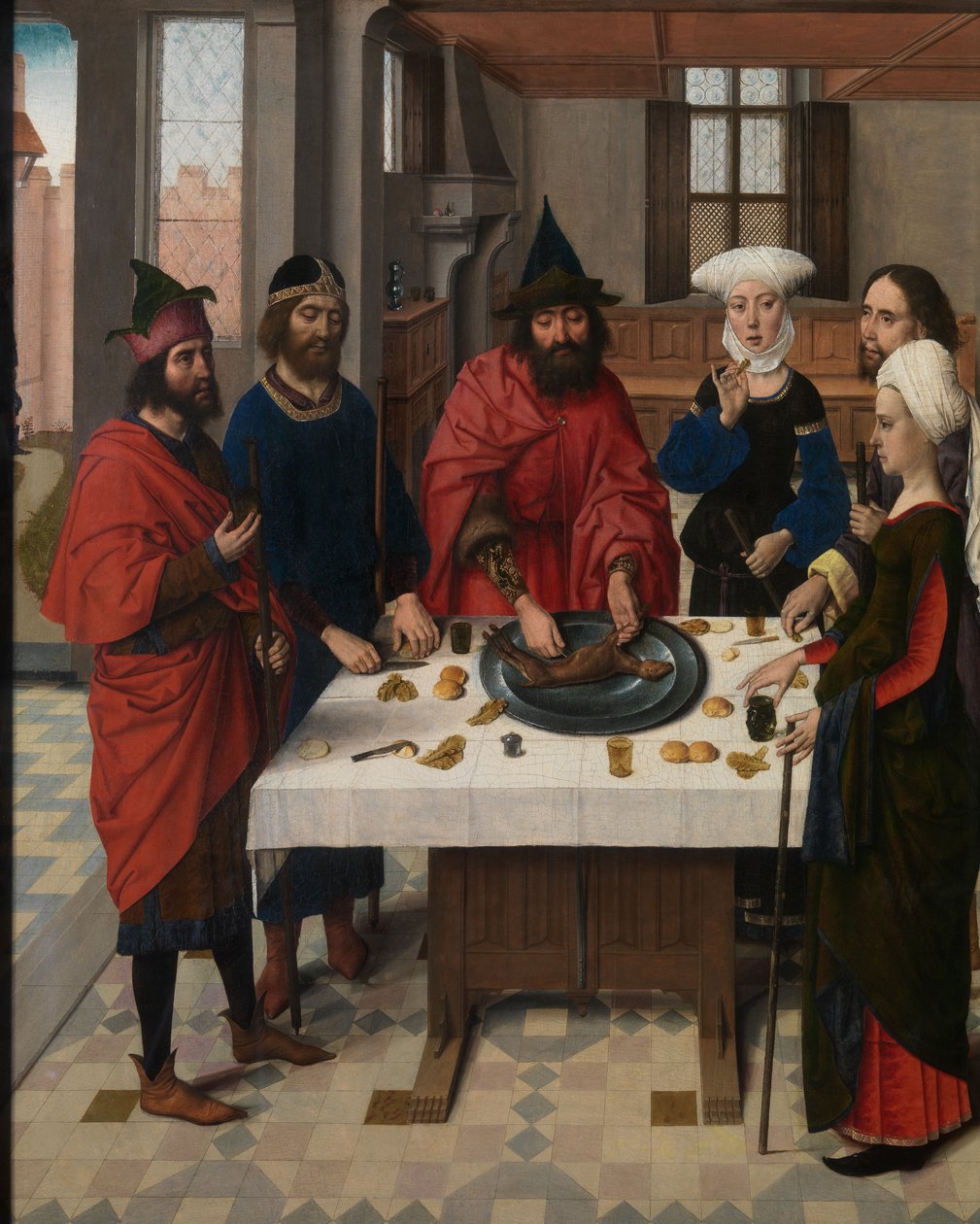 Påskhögtiden, detalj från det heliga sakramentets altartavla, ca 1464-68 (olja på panel) av Dirck Bouts