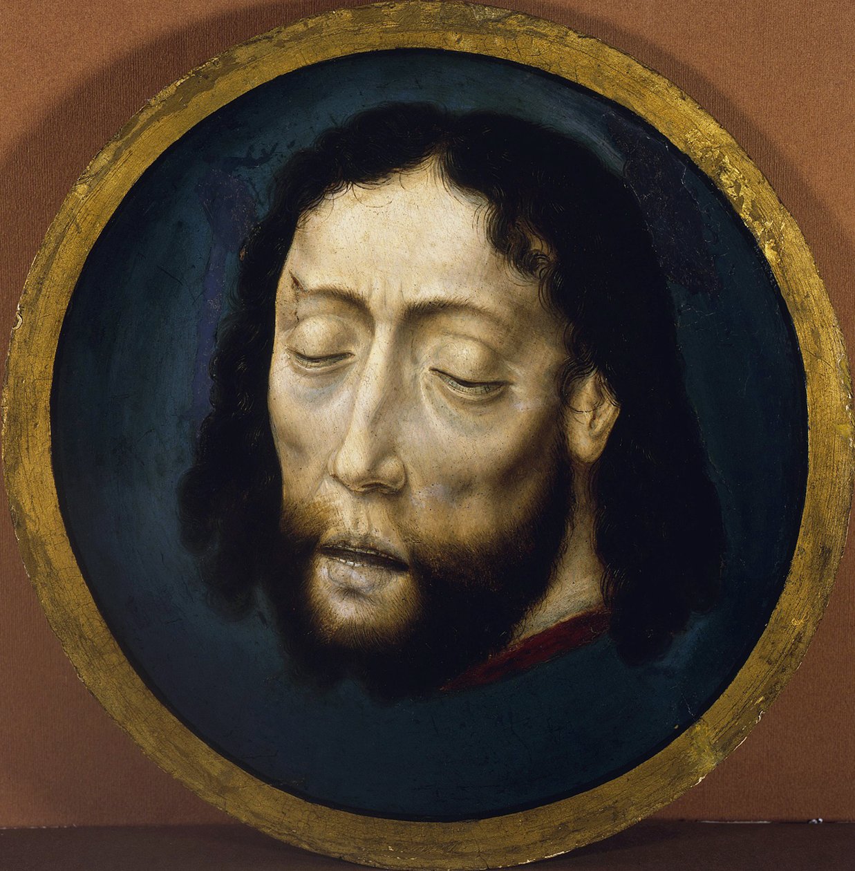 Johannes Döparens huvud par Bouts, Dirk (1410/20-1475). Tempera på panel, storlek: D 30,8 av Dirck Bouts