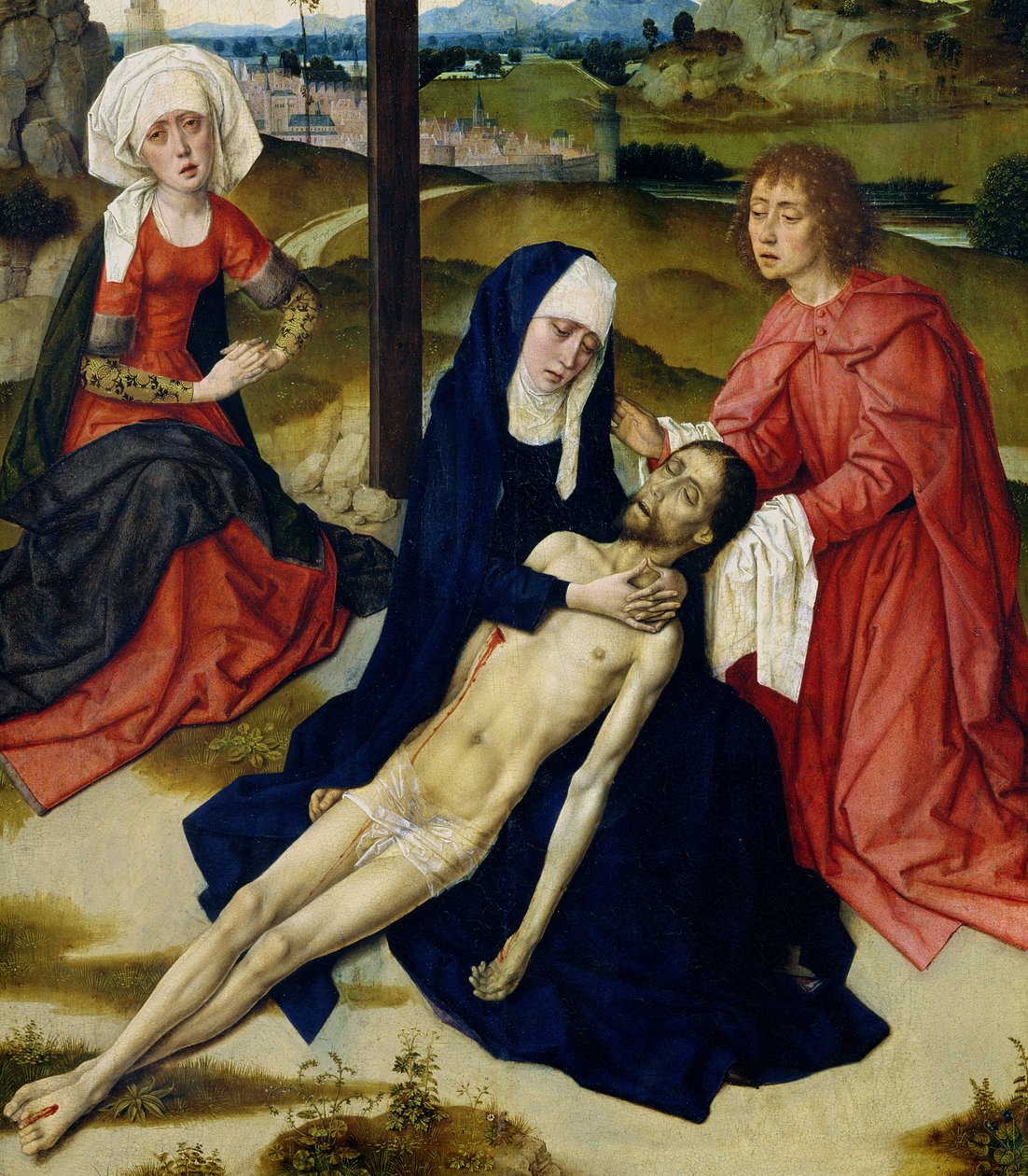 The Lamentation (detalje af 93895) swed av Dirck Bouts