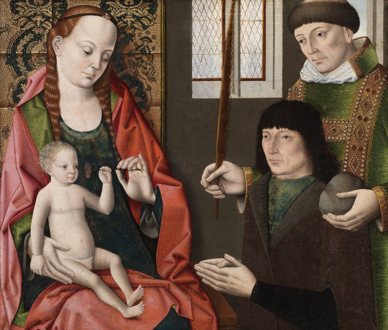 Jungfru och barn med Sankt Stefan och en donator, c.1480 av Dirck Bouts