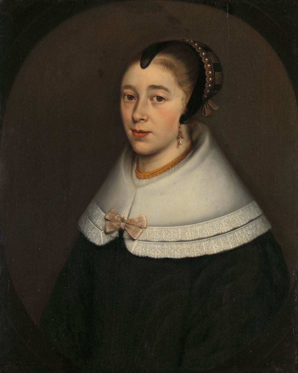 Porträtt av en kvinna, tros vara Catharina Kettingh (1626/27-73), Hustru till Bartholomeus Vermuyden av Dirck Craey