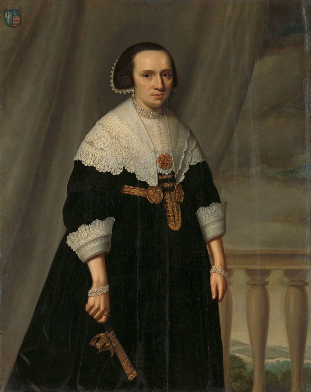 Porträtt av Machteld Bas (- 1681) av Dirck Dircksz. van Santvoort (manner of)
