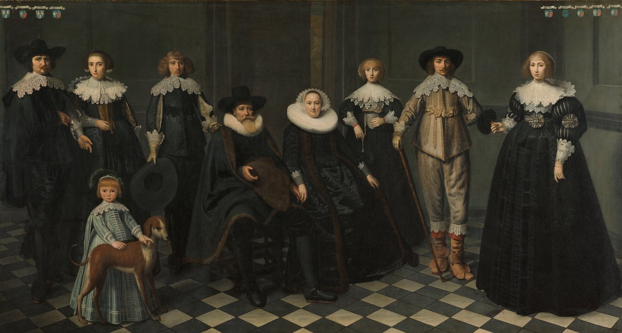 Porträtt av familjen Dirck Bas Jacobsz, borgmästare i Amsterdam av Dirck Dircksz. van Santvoort