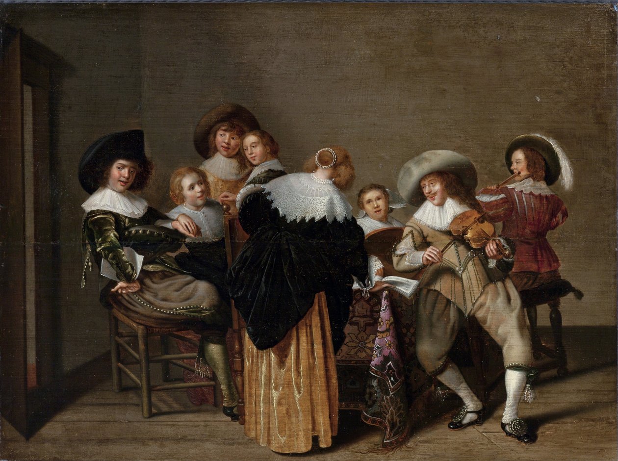 A Musical Party - peinture de Dirck Hals (1591-1656) - Olja på trä - 37x50 - Nationalgalleriet, Prag av Dirck Hals