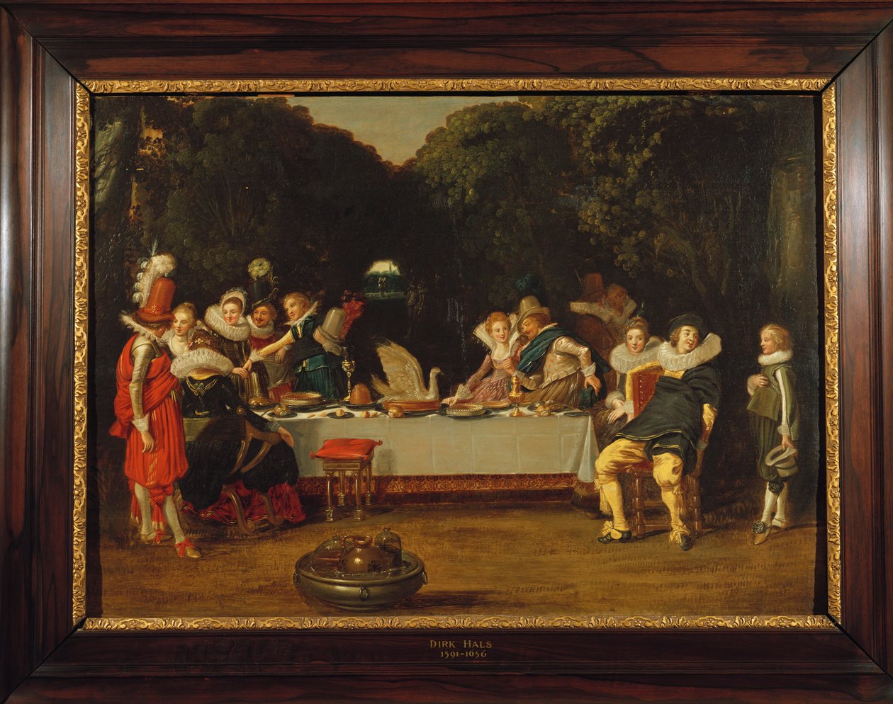 Eleganta figurer som festar i en berså av Dirck Hals