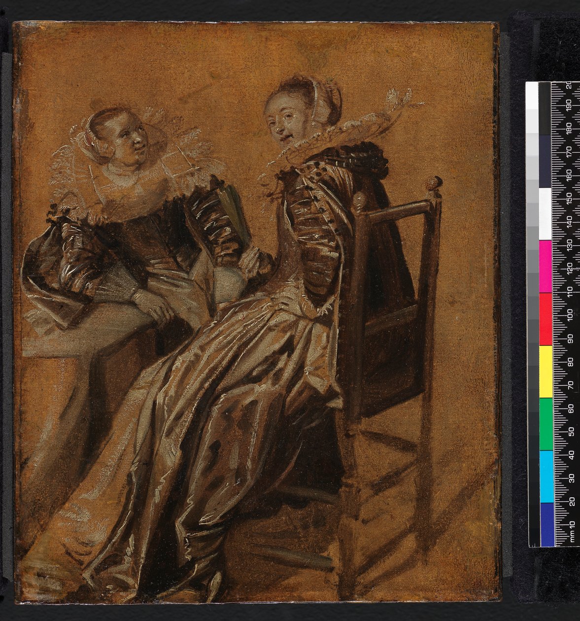 Två damer sittande vid ett bord, 1625-1628 av Dirck Hals