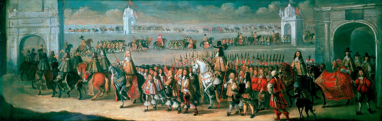 Charles II bearbetning från Towern i London till Westminster, 22 april 1661 av Dirck Stoop