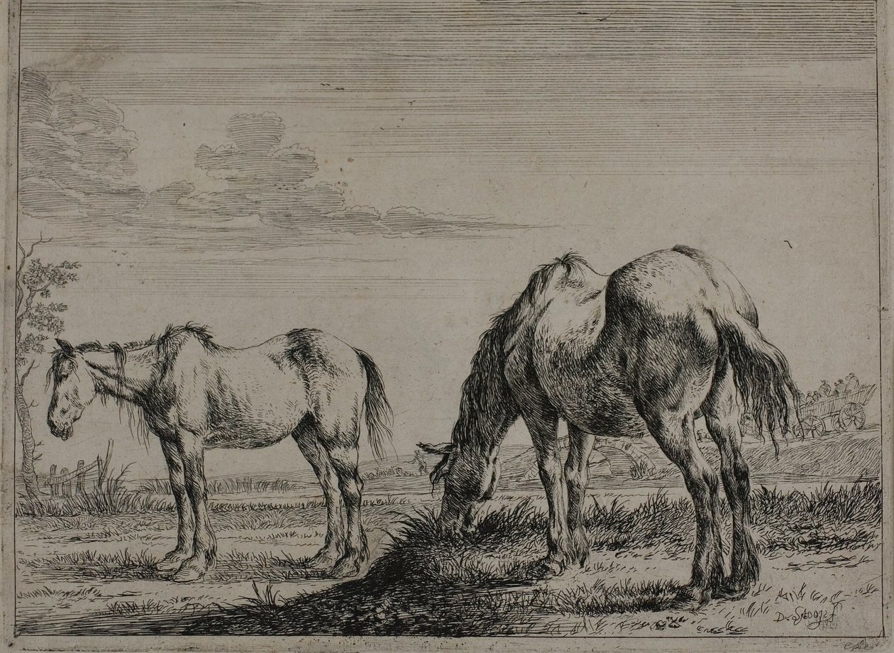 Grazing Horse, tallrik tre från Series of Horses av Dirck Stoop