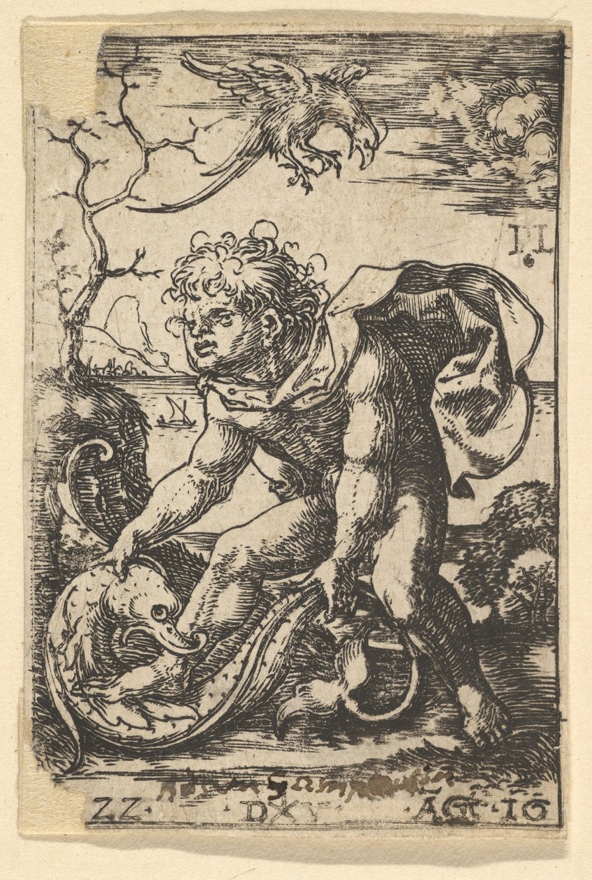Man med en fisk, 16 augusti 1522. av Dirck Vellert