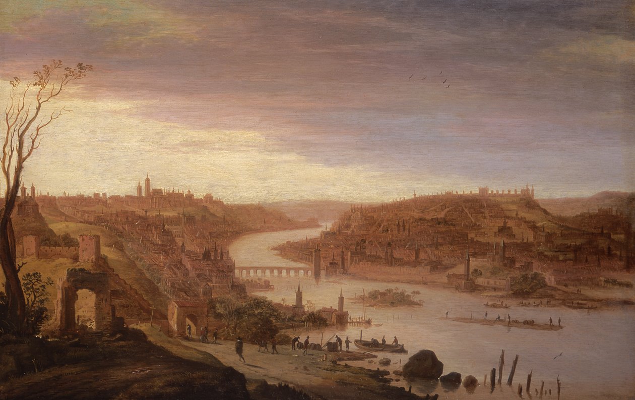 Panoramautsikt över Prag (restaurerad version, se även 52796) av Dirck Verhaert